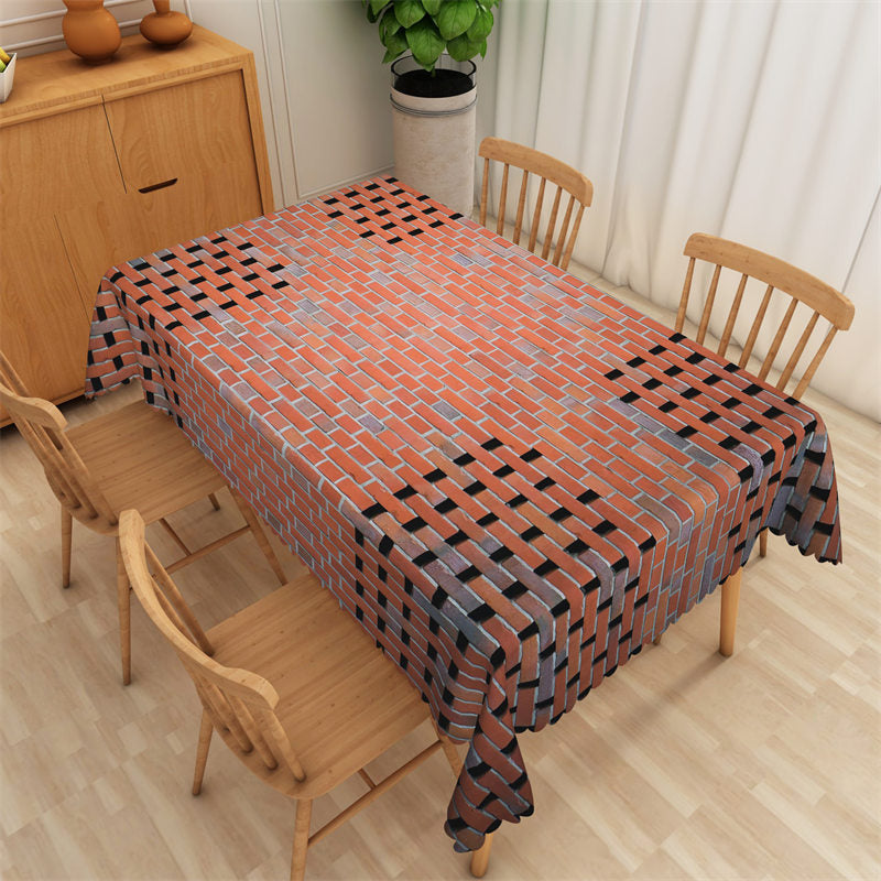 Lofaris Rustic Red And Black Brick Wall Pattern Tablecloth