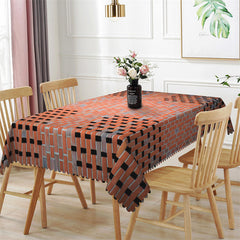 Lofaris Rustic Red And Black Brick Wall Pattern Tablecloth