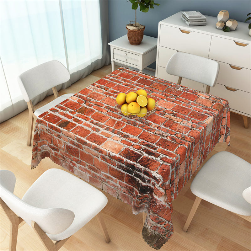 Lofaris Rustic Red Brick Wall Patterns Square Tablecloth