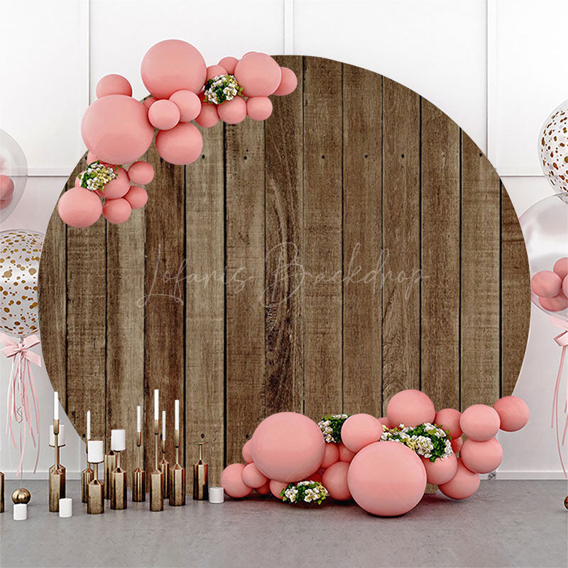 Lofaris Rustic Vintage Wood Wall Round Baby Shower Backdrop