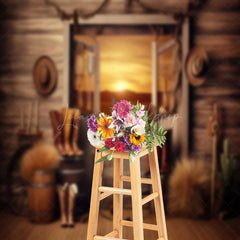 Lofaris Rustic Wooden Cowboy Boots Photography Backdrop