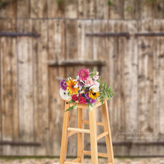 Lofaris Rustic Wooden Farmhouse Barn Door Photo Backdrop