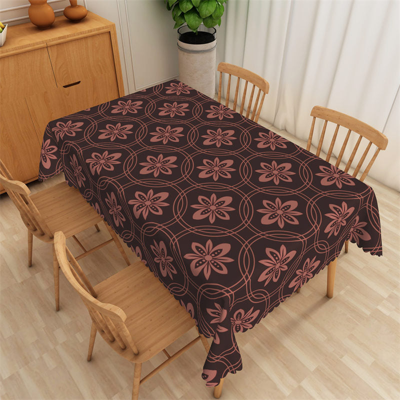 Lofaris Rusty Red Flower Step And Repeat Tablecloth For Decor