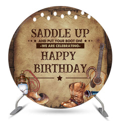 Lofaris Saddle Up Cowboy Circle Happy Birthday Backdrop