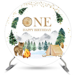 Lofaris Safari Animals Forest Round 1st Birthday Backdrop