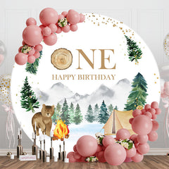 Lofaris Safari Animals Forest Round 1st Birthday Backdrop