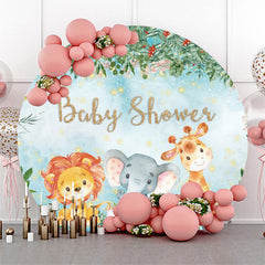 Lofaris Safari Animals Leaves Baby Shower Round Backdrop