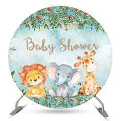 Lofaris Safari Animals Leaves Baby Shower Round Backdrop