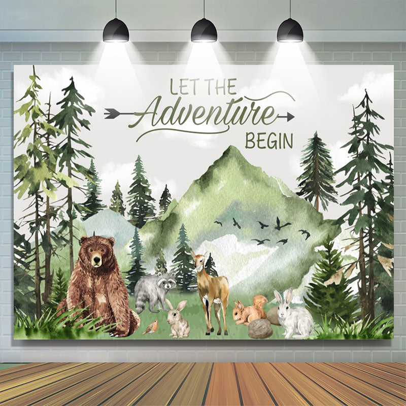 Lofaris Safari Animals Mountain Forest Baby Shower Backdrop