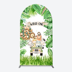 Lofaris Safari Animals Plant Wild One Birthday Arch Backdrop