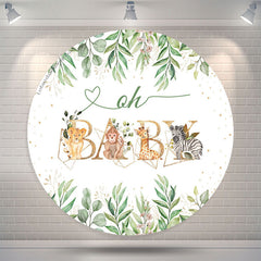 Lofaris Safari Animals Round Baby Shower Backdrop Cover