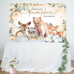 Lofaris Safari Animals Sweet Pumpkin Baby Shower Backdrop