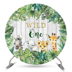 Lofaris Safari Animals Wild One 1st Birthday Round Backdrop