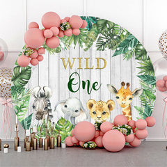 Lofaris Safari Animals Wild One 1st Birthday Round Backdrop