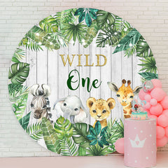 Lofaris Safari Animals Wild One 1st Birthday Round Backdrop