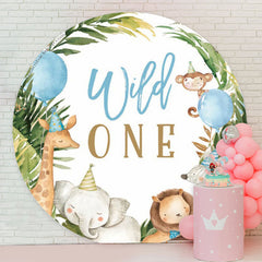 Lofaris Safari Animals Wild One Birthday Round Backdrop