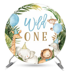 Lofaris Safari Animals Wild One Birthday Round Backdrop