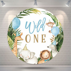 Lofaris Safari Animals Wild One Birthday Round Backdrop