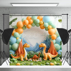 Lofaris Safari Dinosaur Mountain Balloon Backdrop For Photo