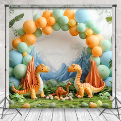 Lofaris Safari Dinosaur Mountain Balloon Backdrop For Photo