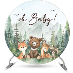 Lofaris Safari Forest Animals Round Baby Shower Backdrop