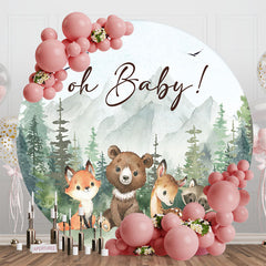 Lofaris Safari Forest Animals Round Baby Shower Backdrop