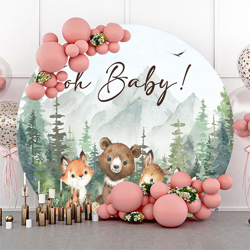 Lofaris Safari Forest Animals Round Baby Shower Backdrop