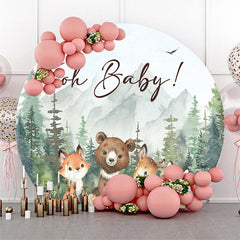 Lofaris Safari Forest Animals Round Baby Shower Backdrop