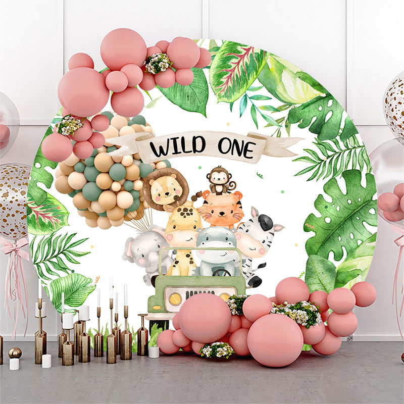 Lofaris Safari Forest Wild One Round 1st Birthday Backdrop