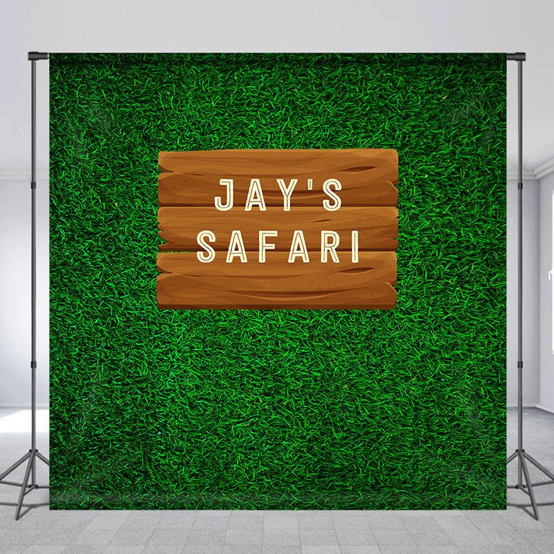 Lofaris Safari Green Grass Personalized Birthday Backdrop