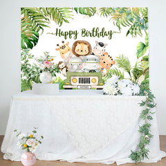 Lofaris Safari Jungle Animals Leaves Car Birthday Backdrop