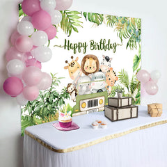 Lofaris Safari Jungle Animals Leaves Car Birthday Backdrop