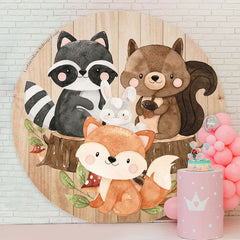 Lofaris Safari Wild Cute Animal Birthday Round Backdrop