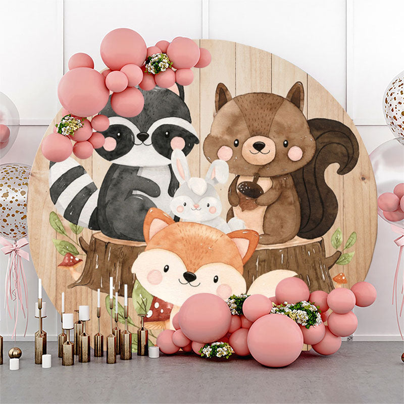 Lofaris Safari Wild Cute Animal Birthday Round Backdrop