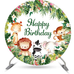 Lofaris Safari Wild Jungle Circle Birthday Backdrop For Boys