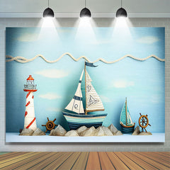 Lofaris Sailboat Lighthouse Decor Blue Photo Birthday Backdrop