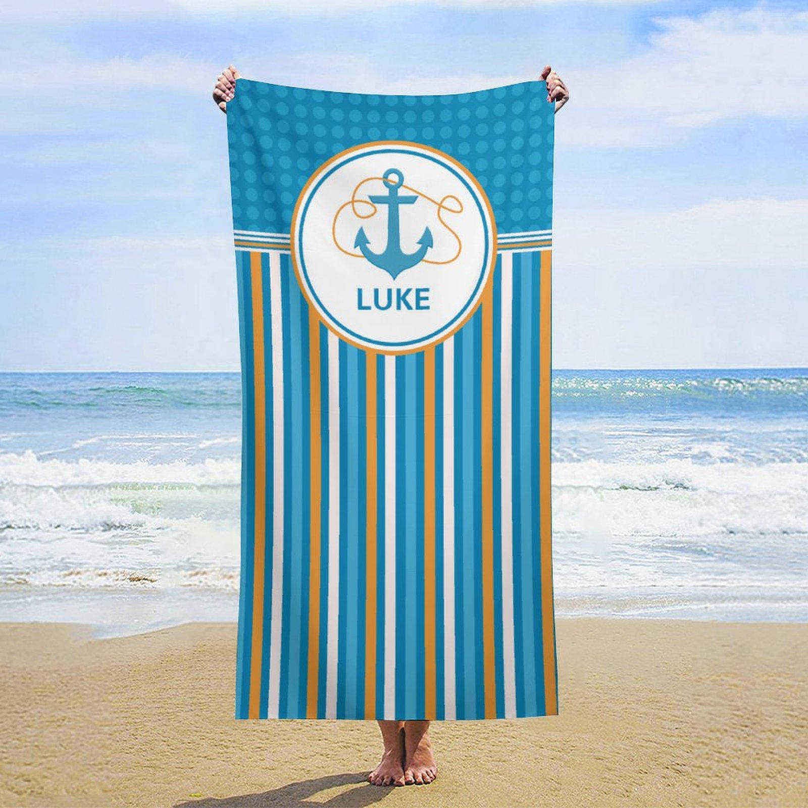 Lofaris Sailing Ocean Theme Custom Stripe Beach Towel Gift