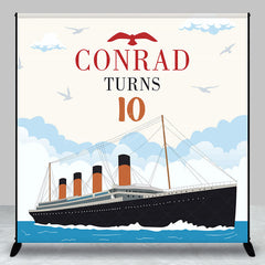 Lofaris Sailing Steamboat Sky Sea 10th Birthday Backdrop