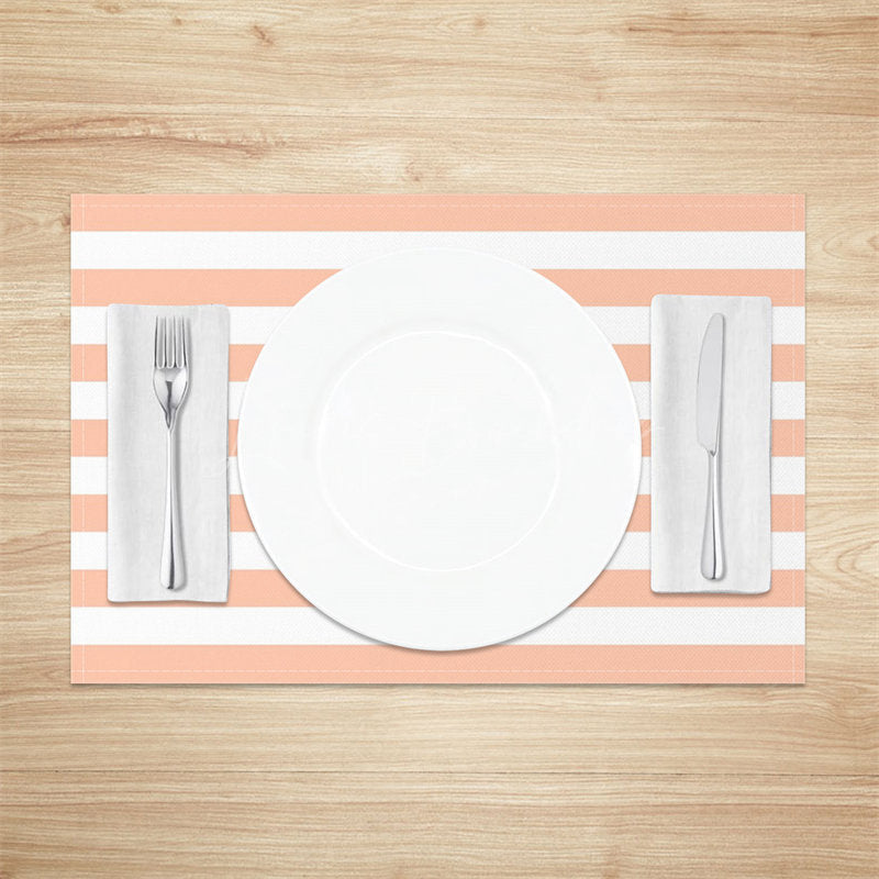 Lofaris Salmon Color White Stripe Modern Set Of 4 Placemats