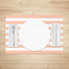 Lofaris Salmon Color White Stripe Modern Set Of 4 Placemats