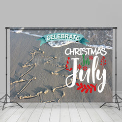 Lofaris Sand Beach Tree Celebrate Christmas In July Backdrop