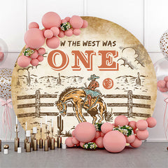 Lofaris Sand Cowboy Farm Cactus Round 1st Birthday Backdrop