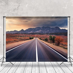 Lofaris Sand Sunset Mountain Highway Photo Booth Backdrop