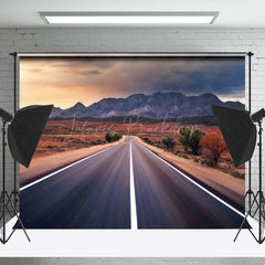 Lofaris Sand Sunset Mountain Highway Photo Booth Backdrop