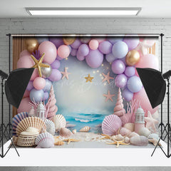 Lofaris Sandy Beach Balloons Coastal Cake Smash Backdrop