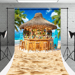 Lofaris Sandy Beach Bar Palm Trees Summer Sweep Backdrop