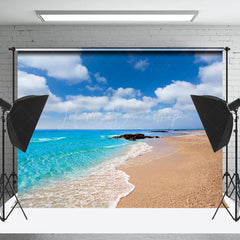 Lofaris Sandy Beach Blue Sky Coastal Summer Photo Backdrop