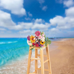 Lofaris Sandy Beach Blue Sky Coastal Summer Photo Backdrop