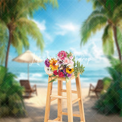 Lofaris Sandy Beach Palm Trees Chair Holiday Summer Backdrop