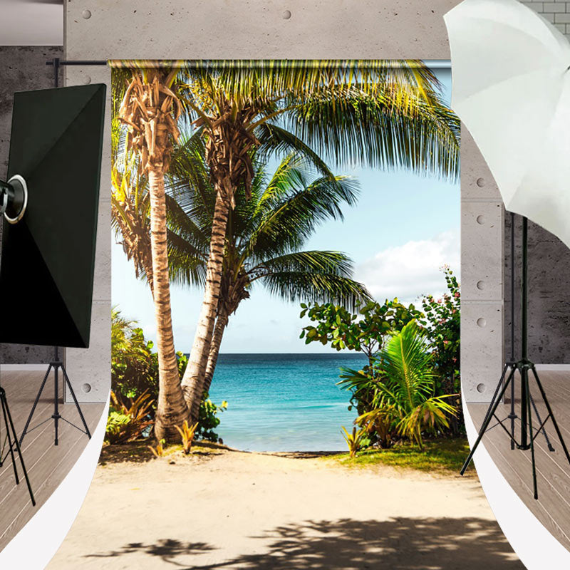 Lofaris Sandy Beach Palm Trees Sweep Summer Photo Backdrop